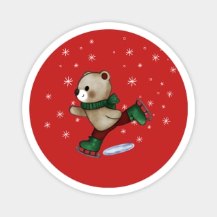 Cute Polar Bear Ice Skating Shirt Magnet